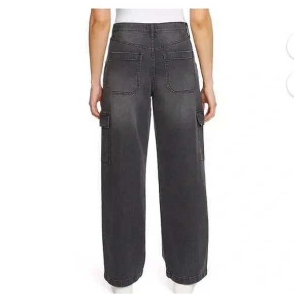 Jessica Simpson Cargo Wide Leg Jean Women Sz 6 29X31 Washed Black High Rise NWT - Picture 3 of 10